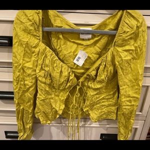 Long sleeve cropped lace up top Green 💚